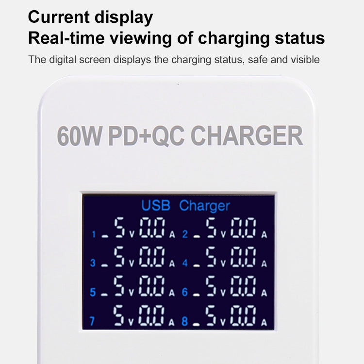 A8B 50W 8 Ports USB Smart Charging Station with Digital Display, Plug:US Plug - Multifunction Charger by PMC Jewellery | Online Shopping South Africa | PMC Jewellery | Buy Now Pay Later Mobicred