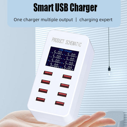 A8B 50W 8 Ports USB Smart Charging Station with Digital Display, Plug:UK Plug - Multifunction Charger by PMC Jewellery | Online Shopping South Africa | PMC Jewellery | Buy Now Pay Later Mobicred