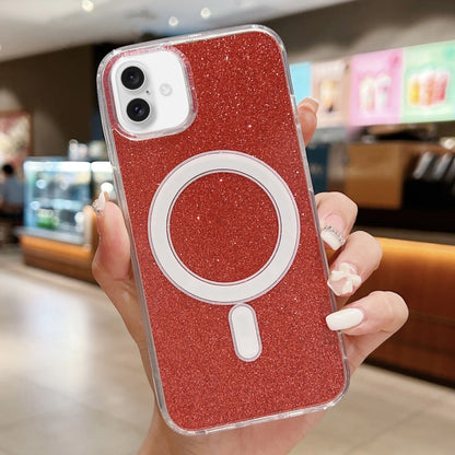 For iPhone 16 Acrylic Transparent Glitter MagSafe Phone Case(Red) - iPhone 16 Cases by PMC Jewellery | Online Shopping South Africa | PMC Jewellery | Buy Now Pay Later Mobicred