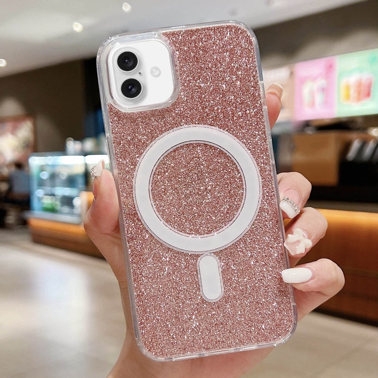 For iPhone 16 Acrylic Transparent Glitter MagSafe Phone Case(Pink) - iPhone 16 Cases by PMC Jewellery | Online Shopping South Africa | PMC Jewellery | Buy Now Pay Later Mobicred