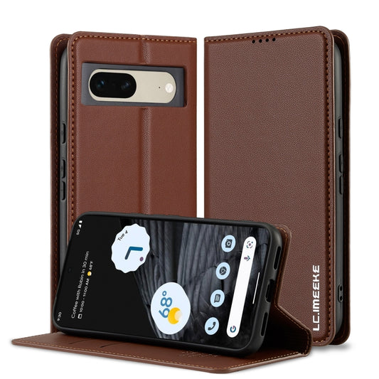 For Google Pixel 7 5G LC.IMEEKE L1 Series Frosted Fine Texture PU Phone Case(Brown) - Google Cases by LC.IMEEKE | Online Shopping South Africa | PMC Jewellery | Buy Now Pay Later Mobicred