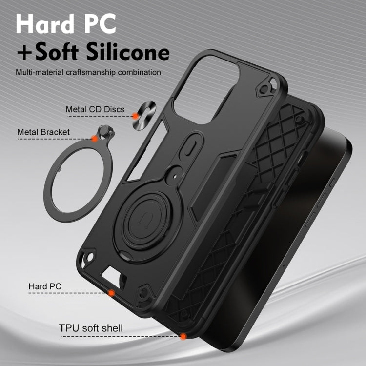 For Samsung Galaxy S25 Ultra 5G Metal Ring 360 Degree Rotating Holder PC Hybrid TPU Phone Case(Black) - Galaxy S25 Ultra 5G Cases by PMC Jewellery | Online Shopping South Africa | PMC Jewellery | Buy Now Pay Later Mobicred