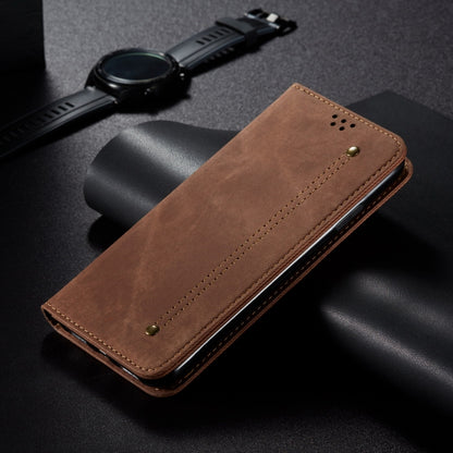 For Redmi K70 Ultra 5G Denim Texture Casual Style Horizontal Flip Leather Case(Brown) - Xiaomi Cases by PMC Jewellery | Online Shopping South Africa | PMC Jewellery | Buy Now Pay Later Mobicred