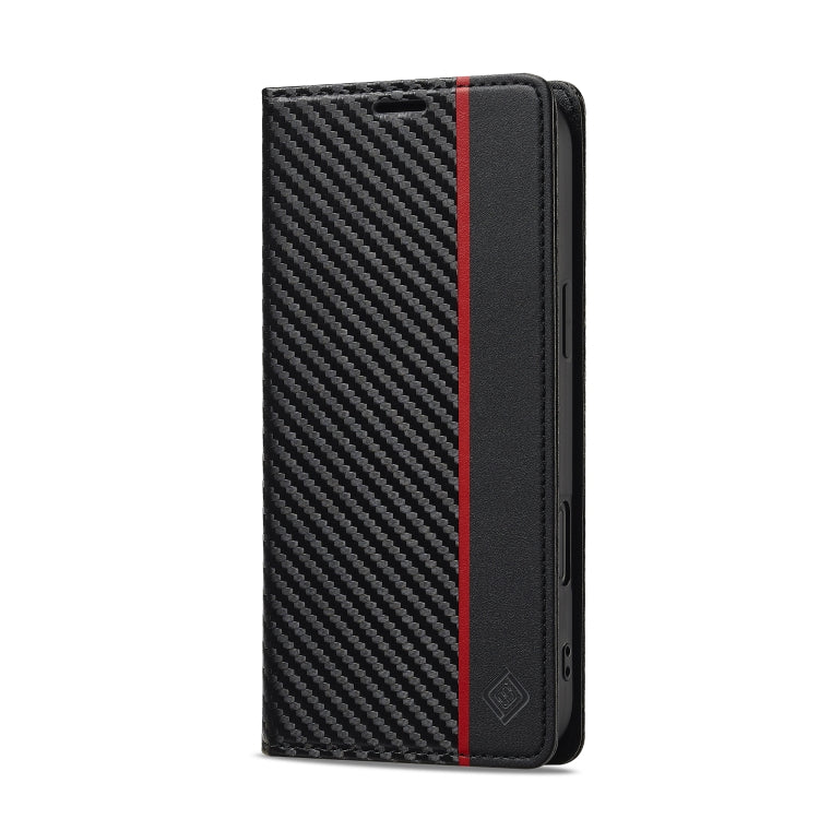 For iPhone 16 Plus LC.IMEEKE Carbon Fiber Leather Phone Case(Vertical Black) - iPhone 16 Plus Cases by LC.IMEEKE | Online Shopping South Africa | PMC Jewellery | Buy Now Pay Later Mobicred