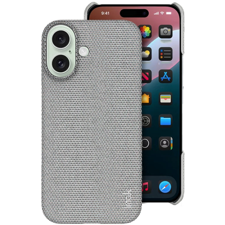 For iPhone 16 imak Ruiyi Series Cloth Texture PU + PC Phone Case(Light Grey) - iPhone 16 Cases by imak | Online Shopping South Africa | PMC Jewellery | Buy Now Pay Later Mobicred