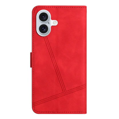 For iPhone 16 Skin-feel Stitching Leather Phone Case(Red) - iPhone 16 Cases by PMC Jewellery | Online Shopping South Africa | PMC Jewellery | Buy Now Pay Later Mobicred