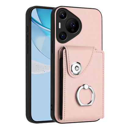 For Huawei Pura 70 Pro / 70 Pro+ Organ Card Bag Ring Holder Phone Case(Pink) - Huawei Cases by PMC Jewellery | Online Shopping South Africa | PMC Jewellery | Buy Now Pay Later Mobicred