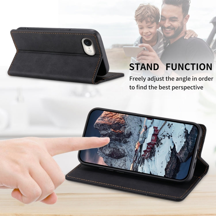For iPhone 16e Business Solid Color Magnetic RFID Leather Phone Case(Black) - iPhone 16e Cases by PMC TechLife | Online Shopping South Africa | PMC TechLife | Buy Now Pay Later Mobicred