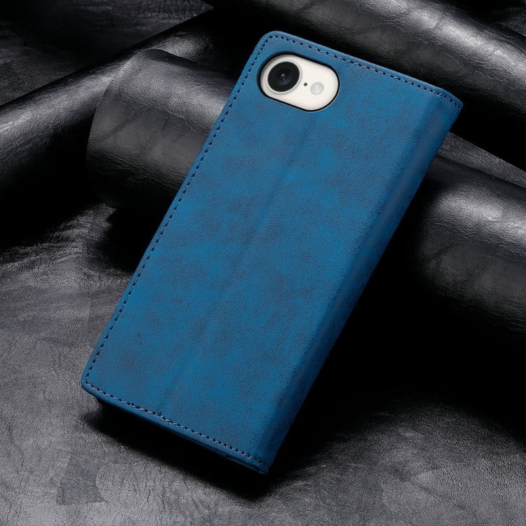 For iPhone 16e Business Solid Color Magnetic RFID Leather Phone Case(Blue) - iPhone 16e Cases by PMC TechLife | Online Shopping South Africa | PMC TechLife | Buy Now Pay Later Mobicred