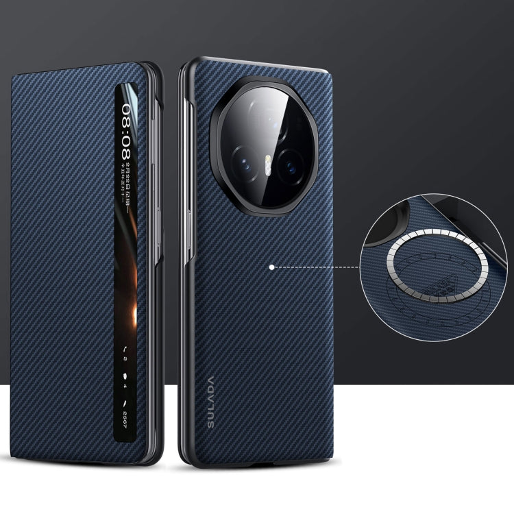 For Honor Magic V3 SULADA Kevlar 600D Texture Smart Window Leather Phone Case(Blue) - free shipping - PMC TechLife - Order now!
