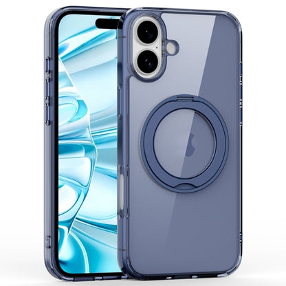 For iPhone 16 Crystal Clear MagSafe Magnetic Holder Phone Case(Transparent Titanium Blue) - iPhone 16 Cases by PMC Jewellery | Online Shopping South Africa | PMC Jewellery | Buy Now Pay Later Mobicred