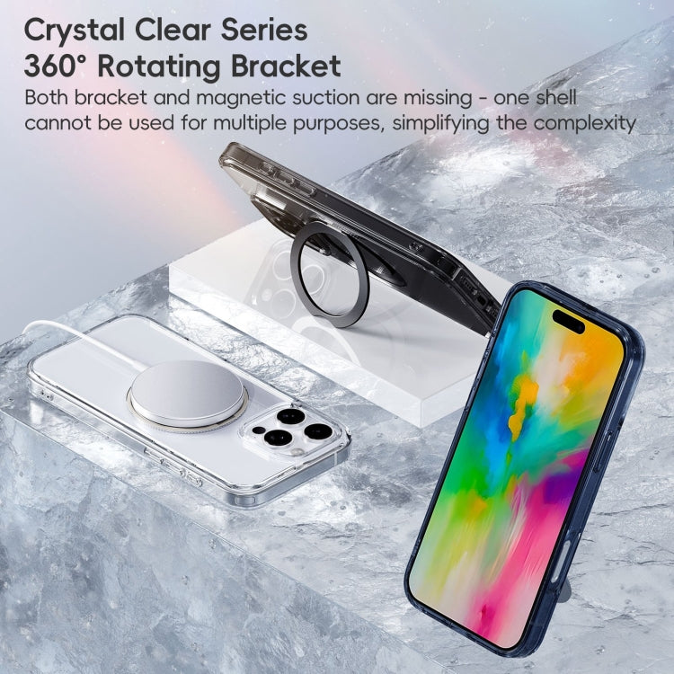 For iPhone 16 Crystal Clear MagSafe Magnetic Holder Phone Case(Transparent Titanium Blue) - iPhone 16 Cases by PMC Jewellery | Online Shopping South Africa | PMC Jewellery | Buy Now Pay Later Mobicred