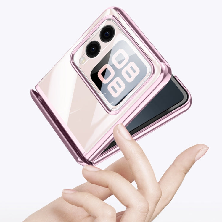 For Huawei nova Flip Integrated Clear Electroplating Spring Hinge Phone Case(Silver) - Huawei Cases by PMC TechLife | Online Shopping South Africa | PMC TechLife | Buy Now Pay Later Mobicred