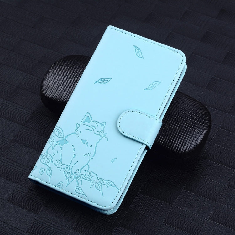 For Redmi K70 Ultra Cute Cat Embossed Leather Phone Case(Sky Blue) - Xiaomi Cases by PMC Jewellery | Online Shopping South Africa | PMC Jewellery | Buy Now Pay Later Mobicred