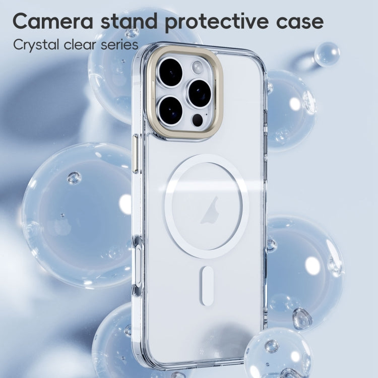 For iPhone 16 Mirror Crystal Clear Lens Holder MagSafe Magnetic Phone Case(Transparent Grey) - iPhone 16 Cases by PMC Jewellery | Online Shopping South Africa | PMC Jewellery | Buy Now Pay Later Mobicred