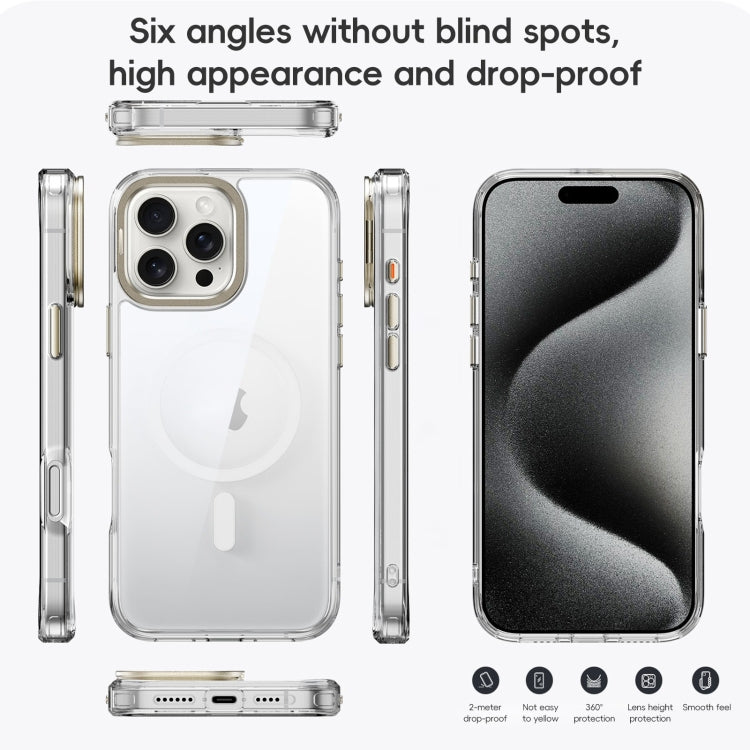 For iPhone 16 Plus Mirror Crystal Clear Lens Holder MagSafe Magnetic Phone Case(Transparent Grey) - iPhone 16 Plus Cases by PMC Jewellery | Online Shopping South Africa | PMC Jewellery | Buy Now Pay Later Mobicred