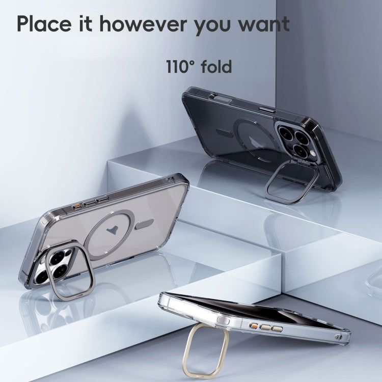 For iPhone 16 Pro Mirror Crystal Clear Lens Holder MagSafe Magnetic Phone Case(Transparent Grey) - iPhone 16 Pro Cases by PMC Jewellery | Online Shopping South Africa | PMC Jewellery | Buy Now Pay Later Mobicred