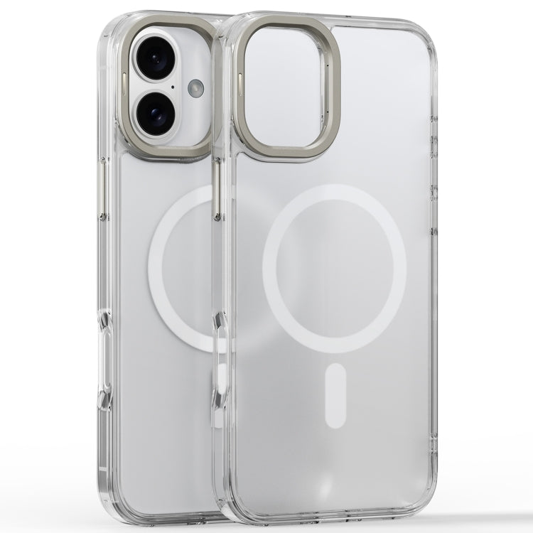 For iPhone 16 Plus Frosted Crystal Clear Lens Holder MagSafe Magnetic Phone Case(Transparent) - iPhone 16 Plus Cases by PMC Jewellery | Online Shopping South Africa | PMC Jewellery | Buy Now Pay Later Mobicred