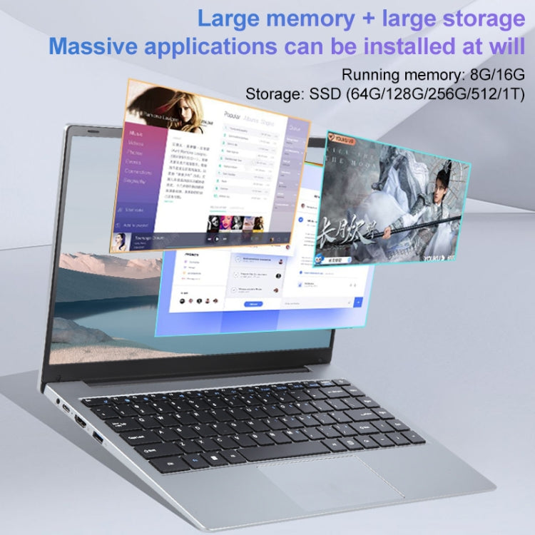 14 inch Windows 11 Laptop, 8GB+256GB, Gen 4th Intel Core i3 CPU, 180 Degree Rotation Axis(Silver) - Others by PMC Jewellery | Online Shopping South Africa | PMC Jewellery | Buy Now Pay Later Mobicred