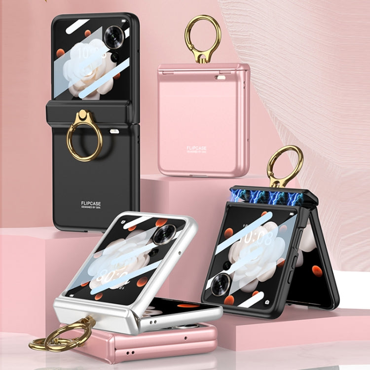 For Honor Magic V Flip GKK Integrated Magnetic Folding Hinge Full Coverage Phone Case with Ring Holder(Pink) - free shipping - PMC Jewellery - Order now!