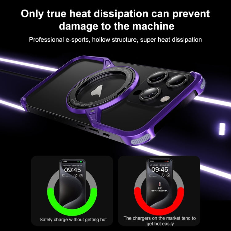 For iPhone 14 Pro Frameless Rotation Holder Magsafe Metal Phone Case(Dark Purple) - iPhone 14 Pro Cases by PMC Jewellery | Online Shopping South Africa | PMC Jewellery | Buy Now Pay Later Mobicred