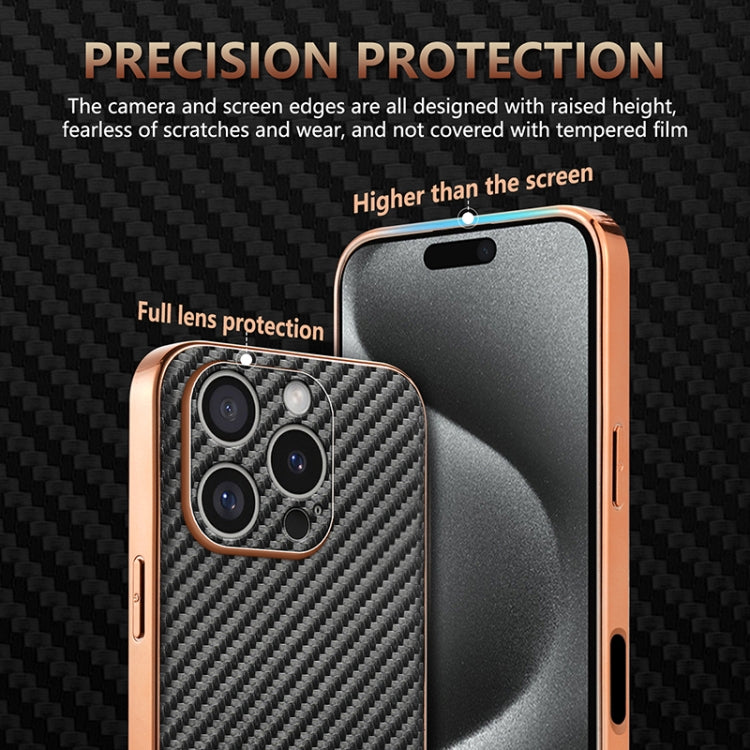 For iPhone 16 Pro AZNS Electroplated Edge Carbon Fiber Texture Phone Case(Black) - iPhone 16 Pro Cases by AZNS | Online Shopping South Africa | PMC Jewellery | Buy Now Pay Later Mobicred