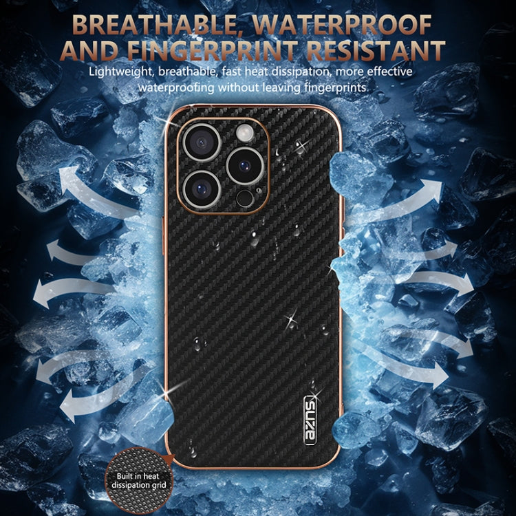 For iPhone 16 Pro AZNS Electroplated Edge Carbon Fiber Texture Phone Case(Black) - iPhone 16 Pro Cases by AZNS | Online Shopping South Africa | PMC Jewellery | Buy Now Pay Later Mobicred