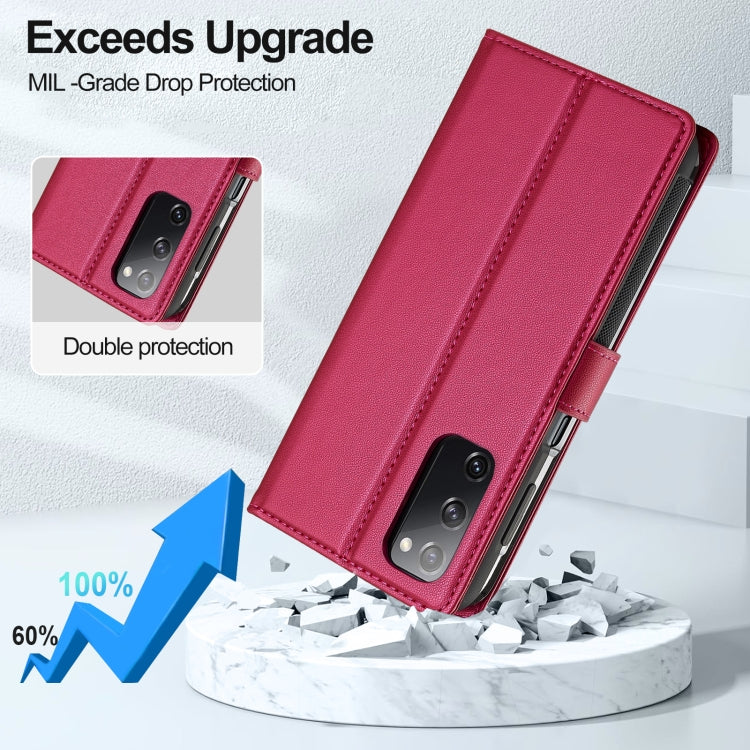 For Samsung Galaxy S20 FE 5G LC.IMEEKE L2 Series Detachable Magsafe PU Phone Case with Lanyard(Red) - Galaxy Phone Cases by LC.IMEEKE | Online Shopping South Africa | PMC Jewellery | Buy Now Pay Later Mobicred