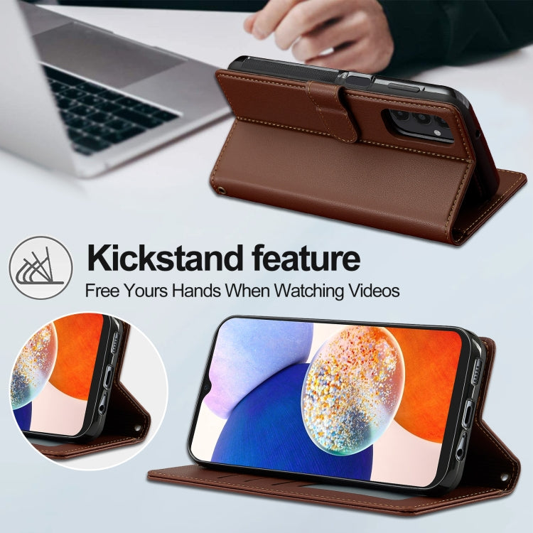 For Samsung Galaxy A14 4G / A14 5G LC.IMEEKE L2 Series Detachable Magsafe PU Phone Case with Lanyard(Brown) - Galaxy Phone Cases by LC.IMEEKE | Online Shopping South Africa | PMC Jewellery | Buy Now Pay Later Mobicred