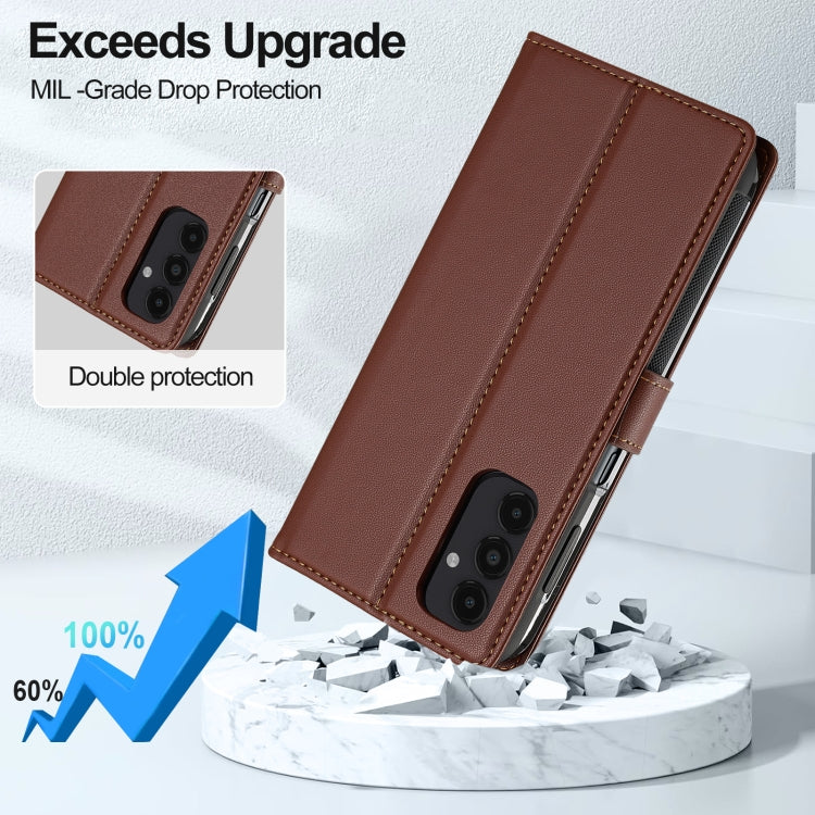 For Samsung Galaxy A14 4G / A14 5G LC.IMEEKE L2 Series Detachable Magsafe PU Phone Case with Lanyard(Brown) - Galaxy Phone Cases by LC.IMEEKE | Online Shopping South Africa | PMC Jewellery | Buy Now Pay Later Mobicred