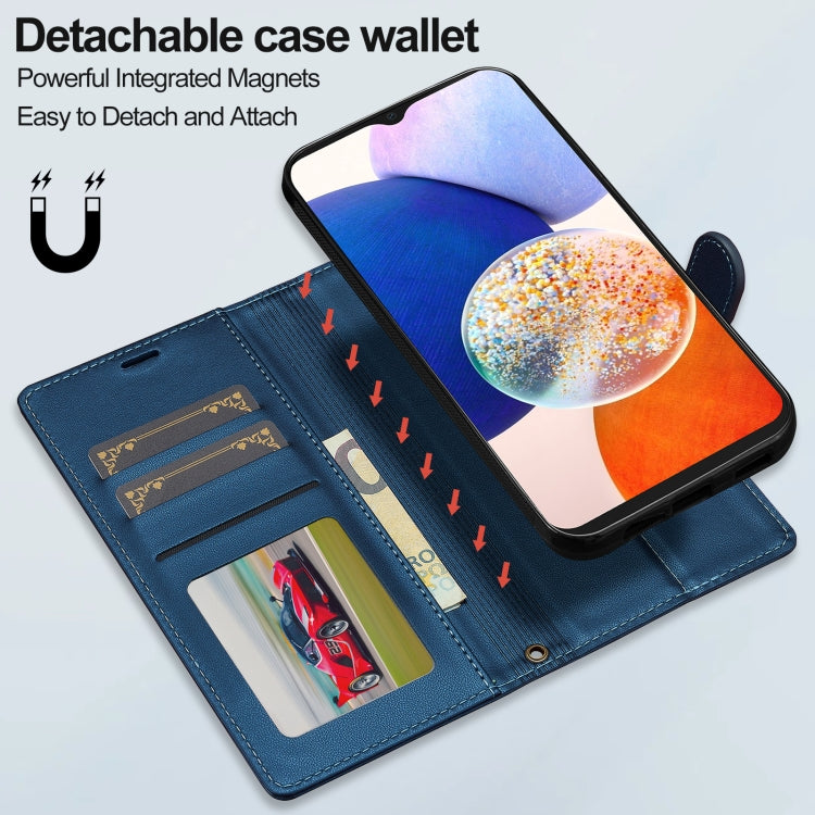 For Samsung Galaxy A14 4G / A14 5G LC.IMEEKE L2 Series Detachable Magsafe PU Phone Case with Lanyard(Blue) - Galaxy Phone Cases by LC.IMEEKE | Online Shopping South Africa | PMC Jewellery | Buy Now Pay Later Mobicred