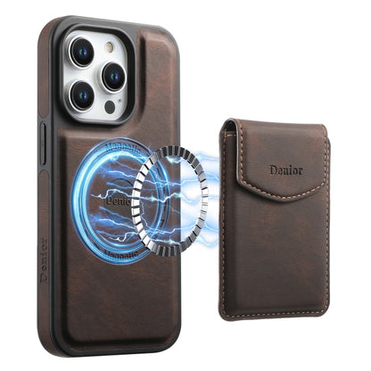 For iPhone 16 Pro Max Denior D19 Skin Feel MagSafe Detachable Card Slot Phone Case(Brown) - iPhone 16 Pro Max Cases by Denior | Online Shopping South Africa | PMC Jewellery | Buy Now Pay Later Mobicred