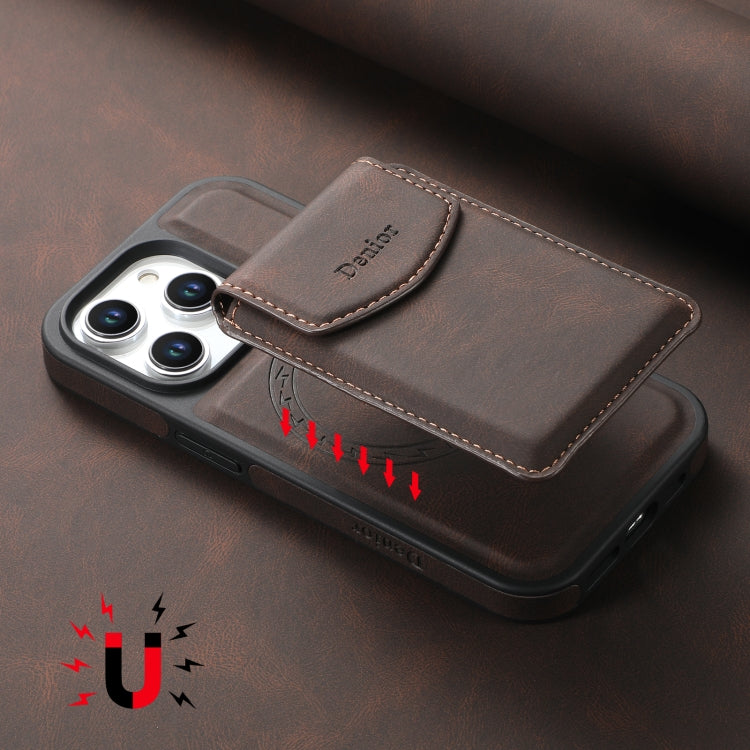 For iPhone 16 Pro Max Denior D19 Skin Feel MagSafe Detachable Card Slot Phone Case(Brown) - iPhone 16 Pro Max Cases by Denior | Online Shopping South Africa | PMC Jewellery | Buy Now Pay Later Mobicred