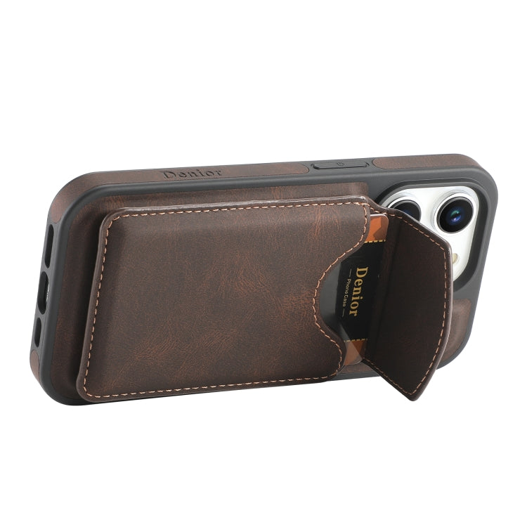 For iPhone 16 Pro Max Denior D19 Skin Feel MagSafe Detachable Card Slot Phone Case(Brown) - iPhone 16 Pro Max Cases by Denior | Online Shopping South Africa | PMC Jewellery | Buy Now Pay Later Mobicred