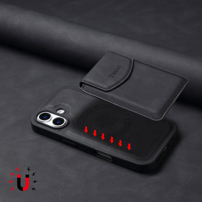 For iPhone 16 Plus Denior D19 Skin Feel MagSafe Detachable Card Slot Phone Case(Black) - iPhone 16 Plus Cases by Denior | Online Shopping South Africa | PMC Jewellery | Buy Now Pay Later Mobicred