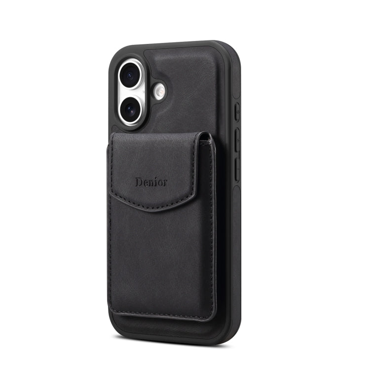 For iPhone 16 Plus Denior D19 Skin Feel MagSafe Detachable Card Slot Phone Case(Black) - iPhone 16 Plus Cases by Denior | Online Shopping South Africa | PMC Jewellery | Buy Now Pay Later Mobicred