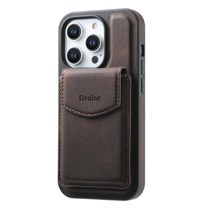 For iPhone 16 Pro Max Denior D20 Skin Feel MagSafe Holder Detachable Card Slot Phone Case(Brown) - iPhone 16 Pro Max Cases by Denior | Online Shopping South Africa | PMC Jewellery | Buy Now Pay Later Mobicred