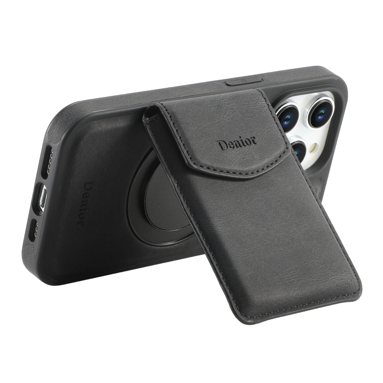 For iPhone 16 Pro Max Denior D20 Skin Feel MagSafe Holder Detachable Card Slot Phone Case(Black) - iPhone 16 Pro Max Cases by Denior | Online Shopping South Africa | PMC Jewellery | Buy Now Pay Later Mobicred