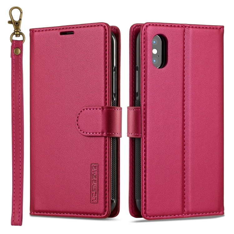 For iPhone X / XS LC.IMEEKE L2 Series Detachable Magsafe PU Phone Case with Lanyard(Red) - More iPhone Cases by LC.IMEEKE | Online Shopping South Africa | PMC Jewellery | Buy Now Pay Later Mobicred