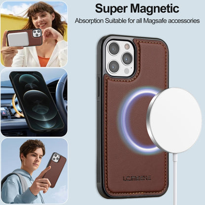 For iPhone 12 / 12 Pro LC.IMEEKE L2 Series Detachable Magsafe PU Phone Case with Lanyard(Brown) - iPhone 12 / 12 Pro Cases by LC.IMEEKE | Online Shopping South Africa | PMC Jewellery | Buy Now Pay Later Mobicred