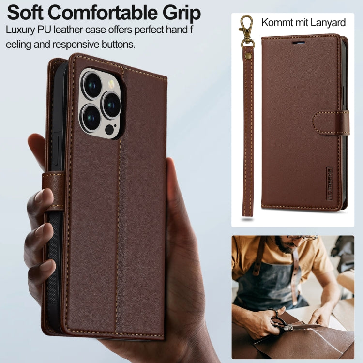 For iPhone 13 Pro LC.IMEEKE L2 Series Detachable Magsafe PU Phone Case with Lanyard(Brown) - iPhone 13 Pro Cases by LC.IMEEKE | Online Shopping South Africa | PMC Jewellery | Buy Now Pay Later Mobicred