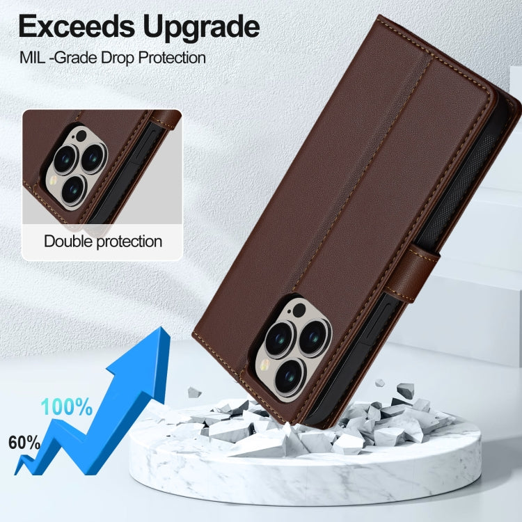 For iPhone 13 Pro LC.IMEEKE L2 Series Detachable Magsafe PU Phone Case with Lanyard(Brown) - iPhone 13 Pro Cases by LC.IMEEKE | Online Shopping South Africa | PMC Jewellery | Buy Now Pay Later Mobicred