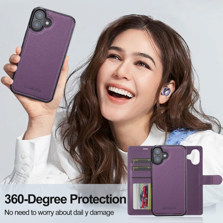 For iPhone 16 LC.IMEEKE L2 Series Detachable Magsafe PU Phone Case with Lanyard(Purple) - iPhone 16 Cases by LC.IMEEKE | Online Shopping South Africa | PMC Jewellery | Buy Now Pay Later Mobicred