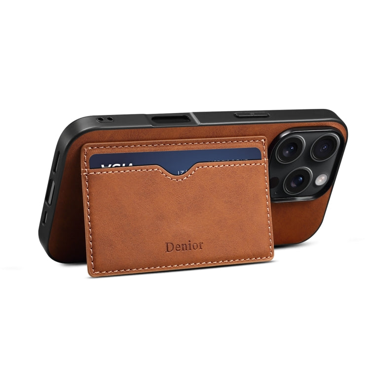 For iPhone 16 Denior D08 PU Single Card Slot Holder Phone Case(Brown) - iPhone 16 Cases by Denior | Online Shopping South Africa | PMC Jewellery | Buy Now Pay Later Mobicred