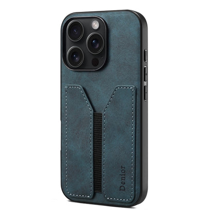 For iPhone 16 Pro Denior D07 DV Elastic Card Slot PU Back Cover Phone Case(Blue) - iPhone 16 Pro Cases by Denior | Online Shopping South Africa | PMC Jewellery | Buy Now Pay Later Mobicred