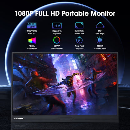 GXMO G156FC 15.6 inch 1920x1080P IPS Screen Portable Monitor(Black) - LCD Monitors by GXMO | Online Shopping South Africa | PMC Jewellery | Buy Now Pay Later Mobicred