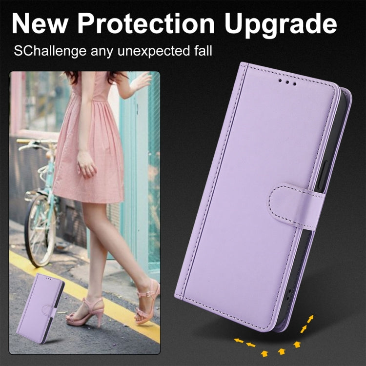 For Samsung Galaxy S25 Ultra 5G Skin Feel Pure Color Card Slots Leather Phone Case with Dual Lanyard(Purple) - Galaxy S25 Ultra 5G Cases by PMC Jewellery | Online Shopping South Africa | PMC Jewellery | Buy Now Pay Later Mobicred