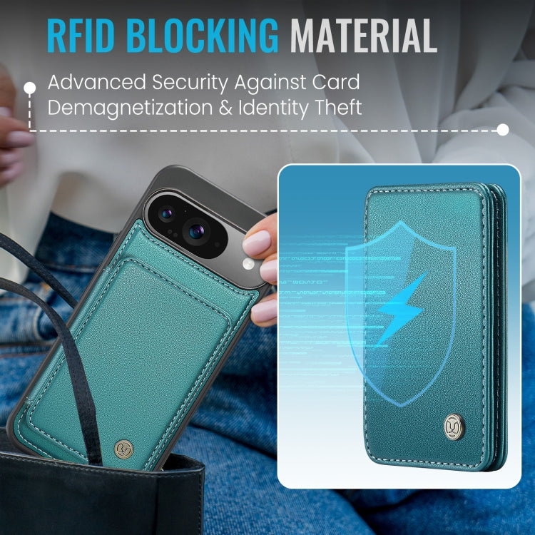 For Google Pixel 9 / 9 Pro JEEHOOD J05 Business Magnetic Style RFID Leather Phone Case(Blue Green) - Google Cases by JEEHOOD | Online Shopping South Africa | PMC Jewellery | Buy Now Pay Later Mobicred