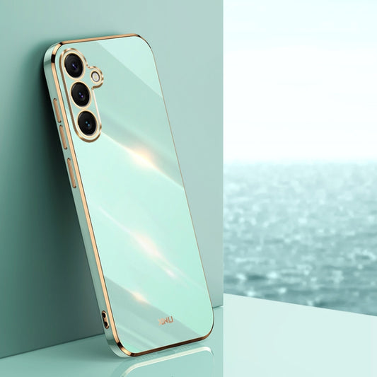 For Samsung Galaxy S25+ 5G XINLI Straight 6D Plating Gold Edge TPU Phone Case(Mint Green) - Galaxy S25+ 5G Cases by XINLI | Online Shopping South Africa | PMC Jewellery | Buy Now Pay Later Mobicred