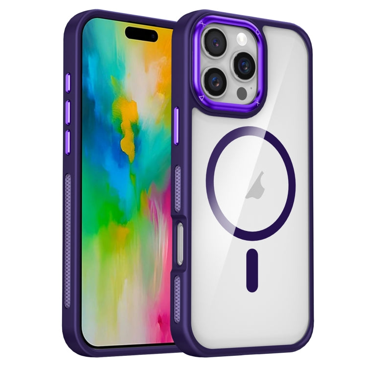 For iPhone 16 Pro Breathable Skin Feel Transparent MagSafe Magnetic Phone Case(Purple) - iPhone 16 Pro Cases by PMC Jewellery | Online Shopping South Africa | PMC Jewellery | Buy Now Pay Later Mobicred